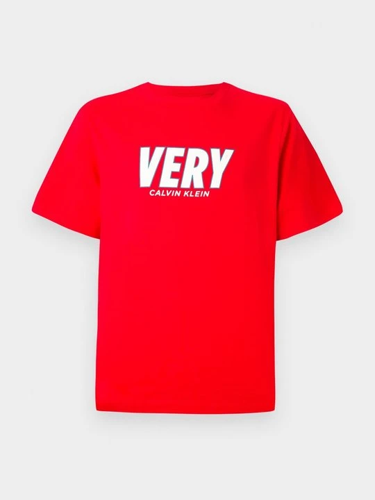 Zdjęcie produktu T-shirt z nadrukiem Calvin Klein Jeans czerwony