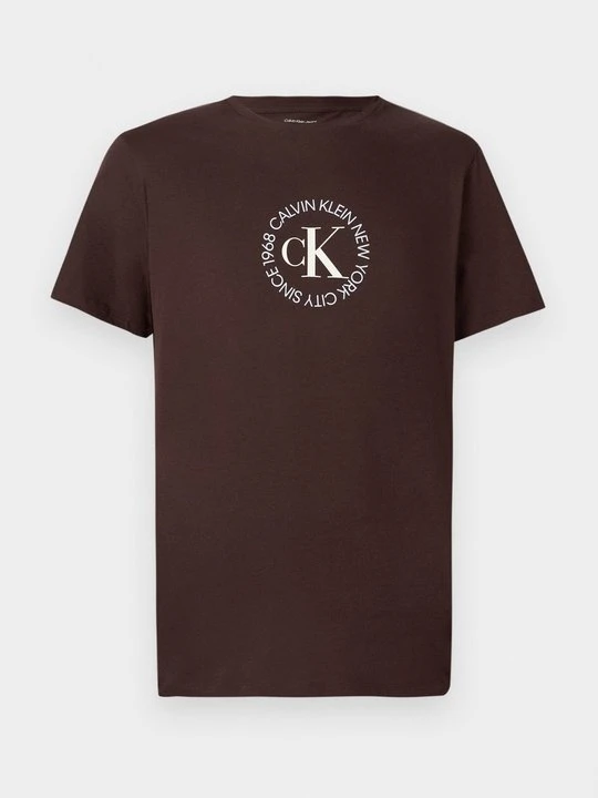 Zdjęcie produktu T-shirt z nadrukiem Calvin Klein Jeans ciemnobrązowy