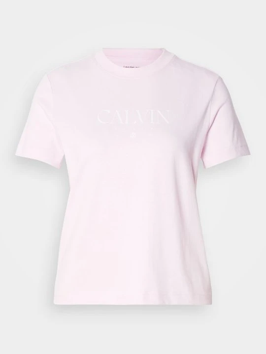 Zdjęcie produktu T-shirt z nadrukiem Calvin Klein Jeans jasnoróżowy