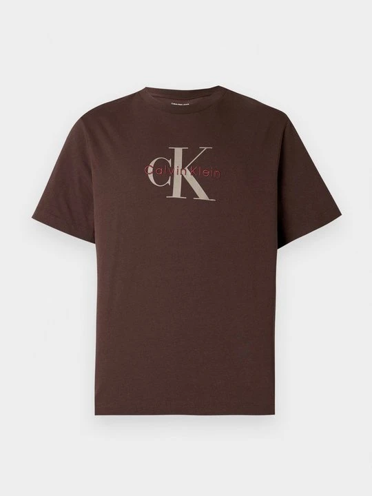 Zdjęcie produktu T-shirt z nadrukiem Calvin Klein Jeans ciemnobrązowy