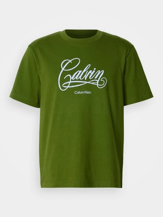 Zdjęcie produktu T-shirt z nadrukiem Calvin Klein Jeans oliwkowy