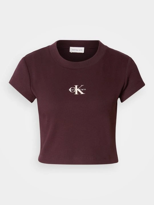 Zdjęcie produktu T-shirt basic Calvin Klein Jeans ciemnobrązowy