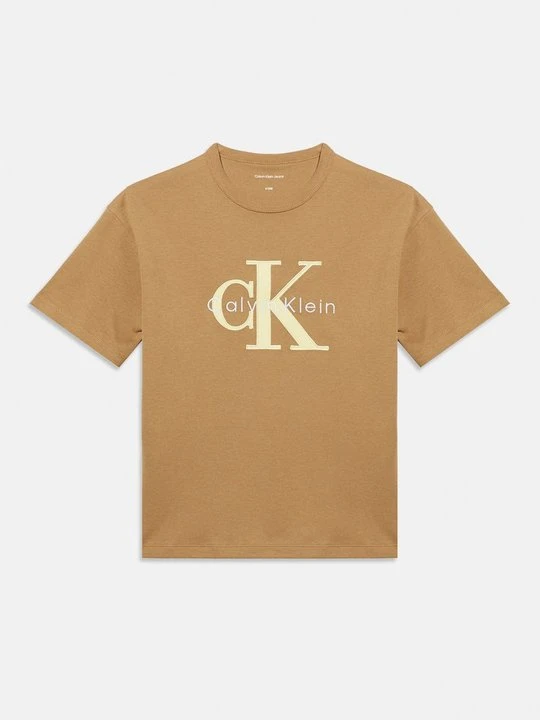 Zdjęcie produktu T-shirt z nadrukiem Calvin Klein Jeans beżowy