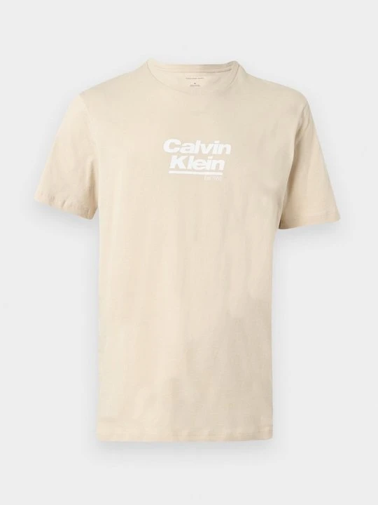 Zdjęcie produktu T-shirt z nadrukiem Calvin Klein Jeans beżowy