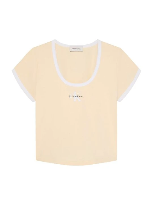 Zdjęcie produktu T-shirt z nadrukiem Calvin Klein Jeans beżowy