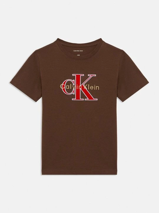 Zdjęcie produktu T-shirt z nadrukiem Calvin Klein Jeans brązowy