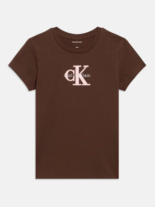 Zdjęcie produktu T-shirt z nadrukiem Calvin Klein Jeans brązowy