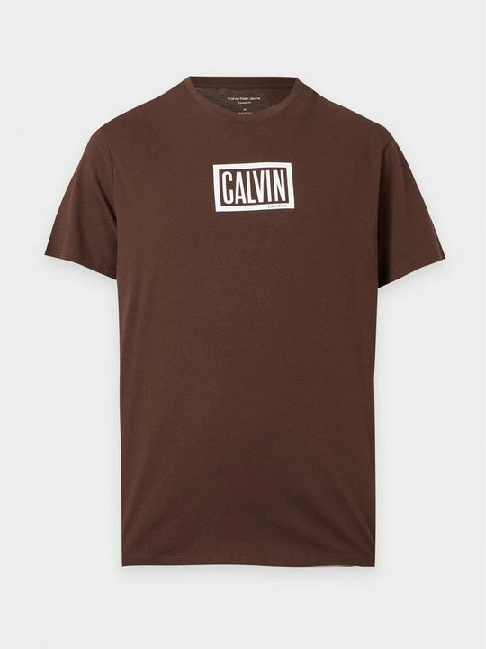 Zdjęcie produktu T-shirt z nadrukiem Calvin Klein Jeans brązowy
