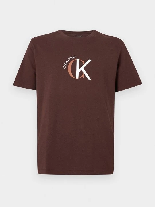 Zdjęcie produktu T-shirt z nadrukiem Calvin Klein Jeans ciemnobrązowy