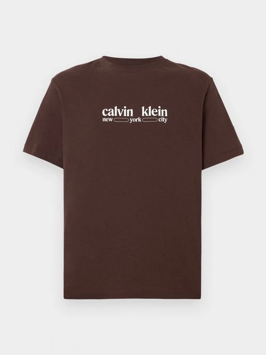 Zdjęcie produktu T-shirt z nadrukiem Calvin Klein Jeans ciemnobrązowy