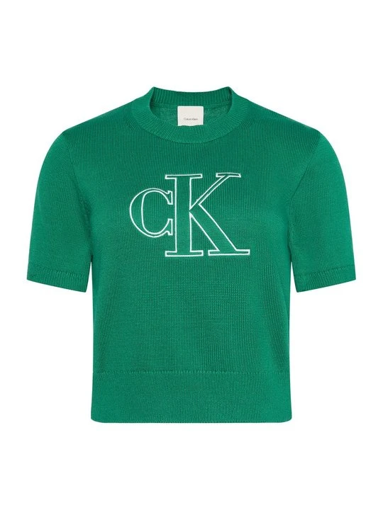 Zdjęcie produktu T-shirt z nadrukiem Calvin Klein Jeans ciemnozielony