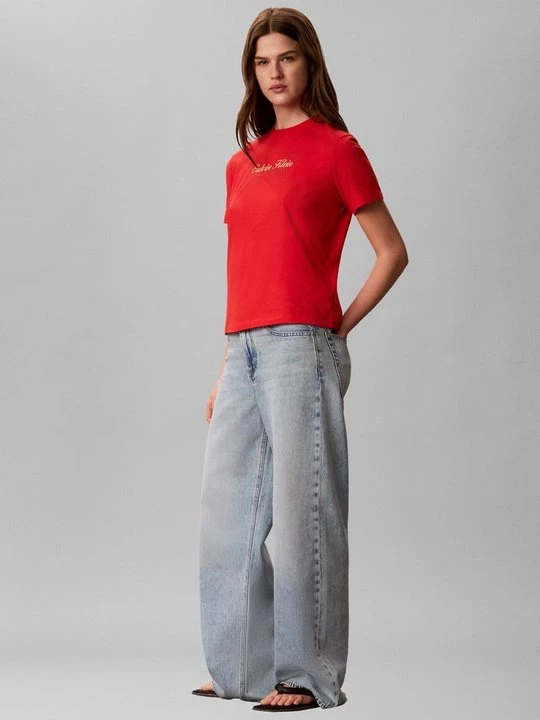 Zdjęcie produktu T-shirt z nadrukiem Calvin Klein Jeans czerwony