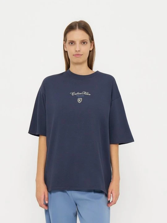 Zdjęcie produktu T-shirt z nadrukiem Calvin Klein Jeans granatowy