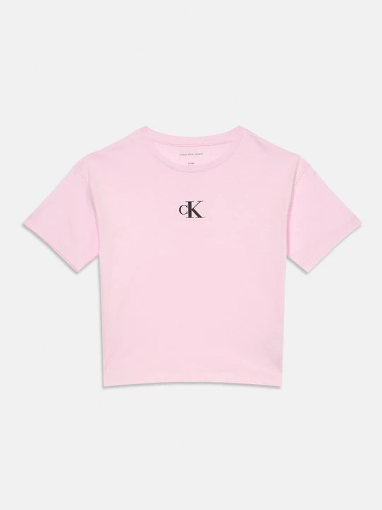 Zdjęcie produktu T-shirt z nadrukiem Calvin Klein Jeans jasnoróżowy