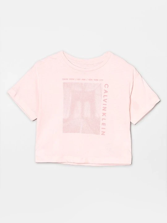 Zdjęcie produktu T-shirt z nadrukiem Calvin Klein Jeans jasnoróżowy