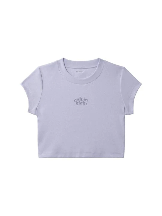 Zdjęcie produktu T-shirt z nadrukiem Calvin Klein Jeans liliowy
