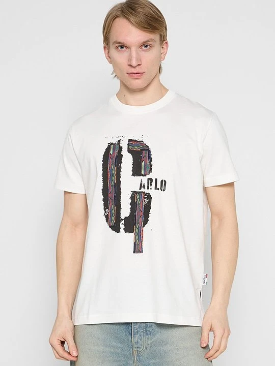 Zdjęcie produktu T-shirt z nadrukiem Carlo Colucci mleczny