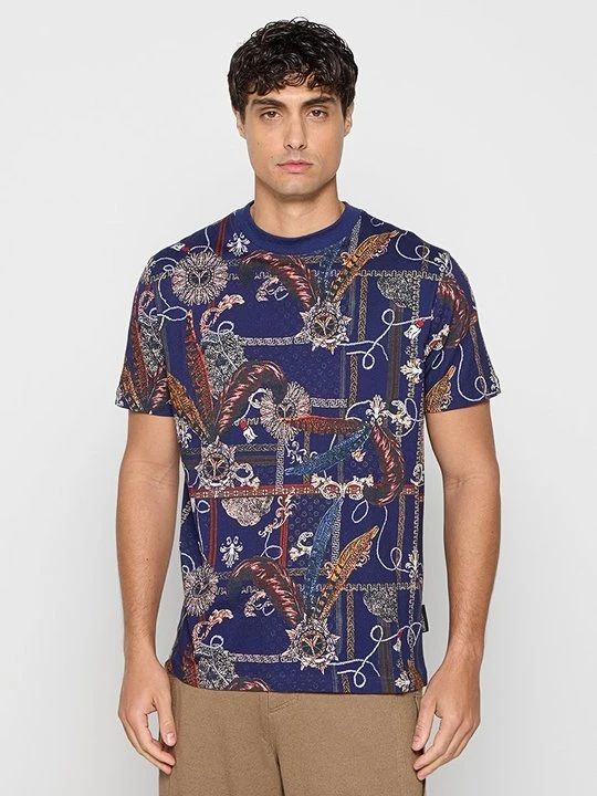Zdjęcie produktu T-shirt z nadrukiem Carlo Colucci niebieski