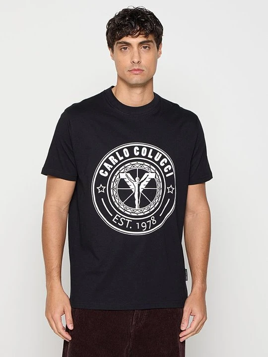 Zdjęcie produktu T-shirt z nadrukiem Carlo Colucci czarny