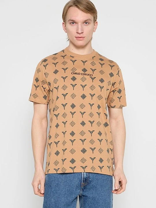 Zdjęcie produktu T-shirt z nadrukiem Carlo Colucci brązowy