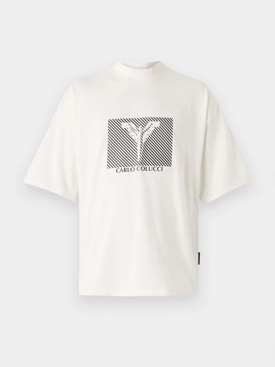 Zdjęcie produktu T-shirt z nadrukiem Carlo Colucci mleczny