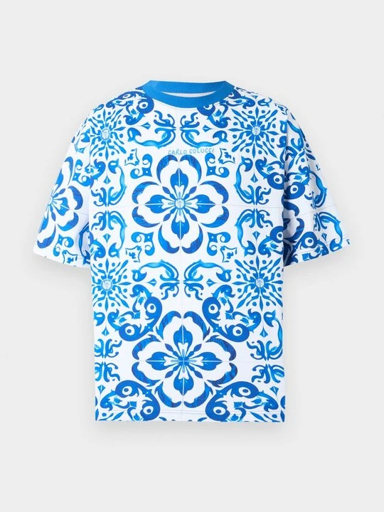 Zdjęcie produktu T-shirt z nadrukiem Carlo Colucci niebieski