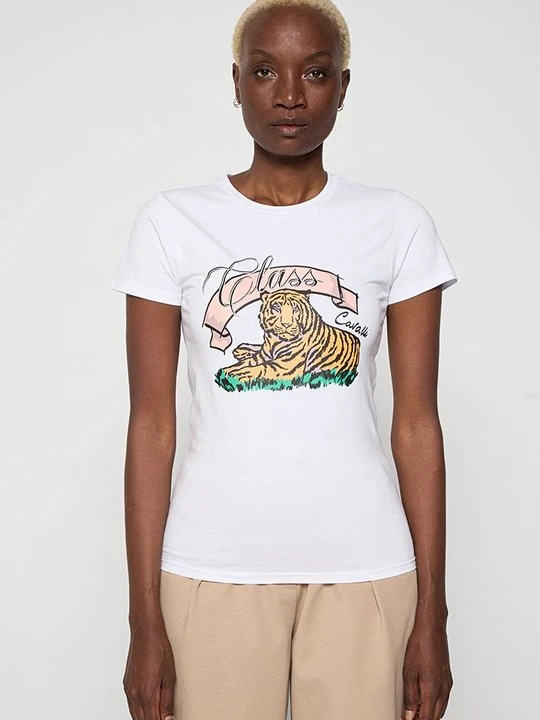 Zdjęcie produktu T-shirt z nadrukiem Cavalli Class biały