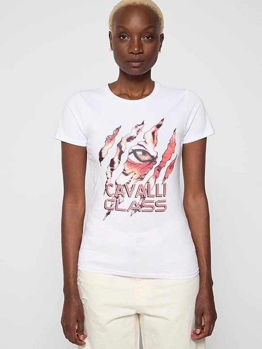 Zdjęcie produktu T-shirt z nadrukiem Cavalli Class biały