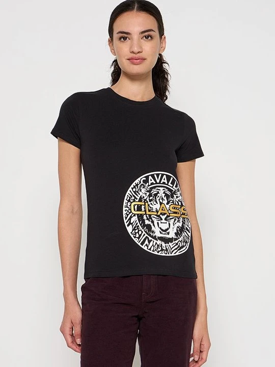 Zdjęcie produktu T-shirt z nadrukiem Cavalli Class czarny
