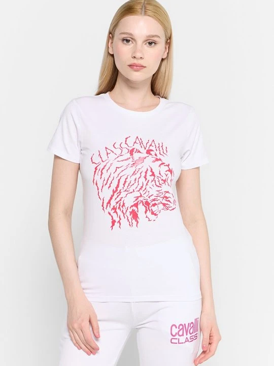 Zdjęcie produktu T-shirt z nadrukiem Cavalli Class biały