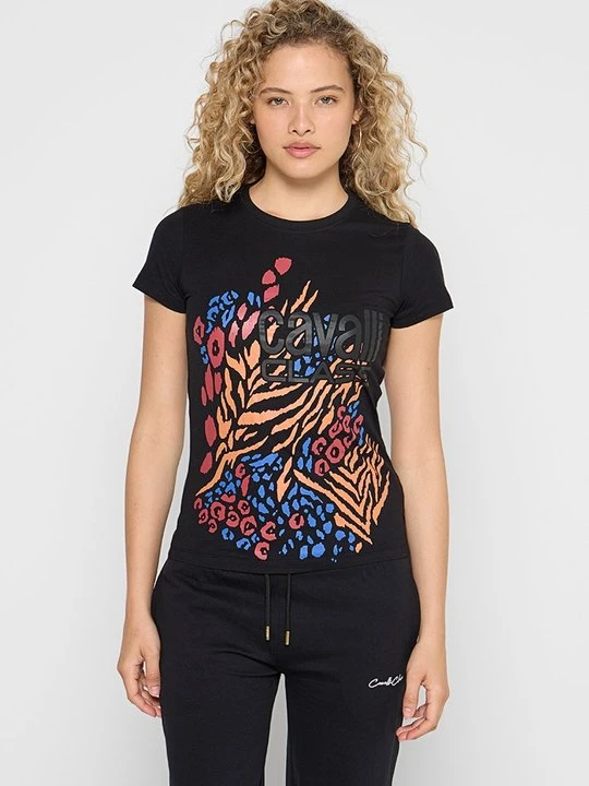 Zdjęcie produktu T-shirt z nadrukiem Cavalli Class czarny