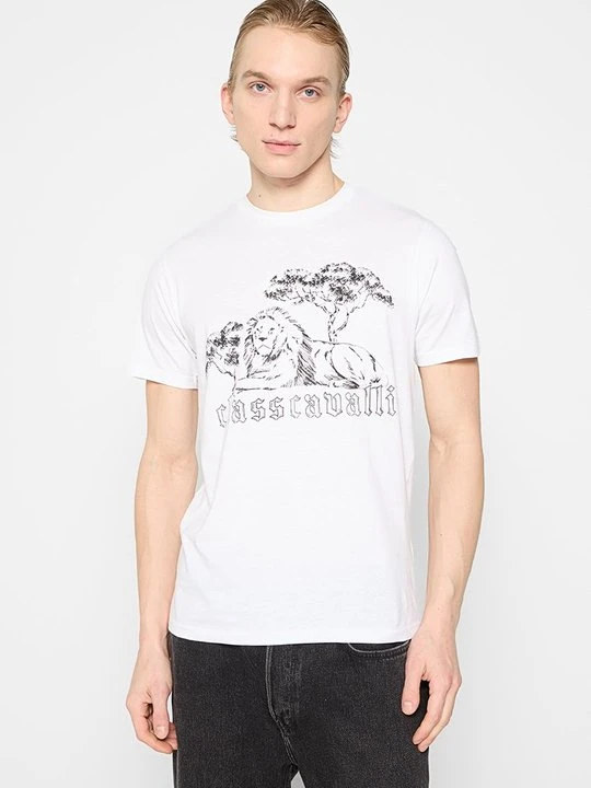 Zdjęcie produktu T-shirt z nadrukiem Cavalli Class biały