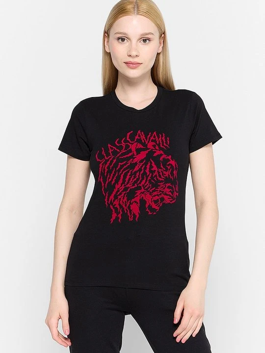 Zdjęcie produktu T-shirt z nadrukiem Cavalli Class czarny