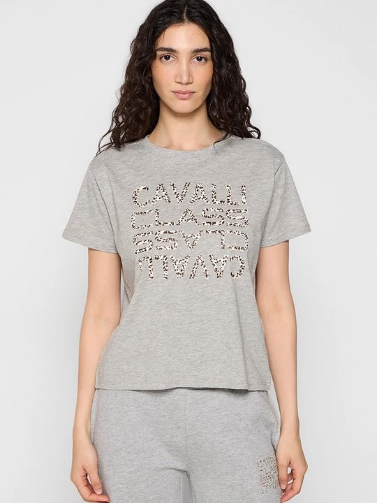 Zdjęcie produktu T-shirt z nadrukiem Cavalli Class szary