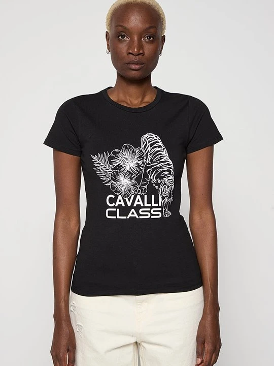 Zdjęcie produktu T-shirt z nadrukiem Cavalli Class czarny