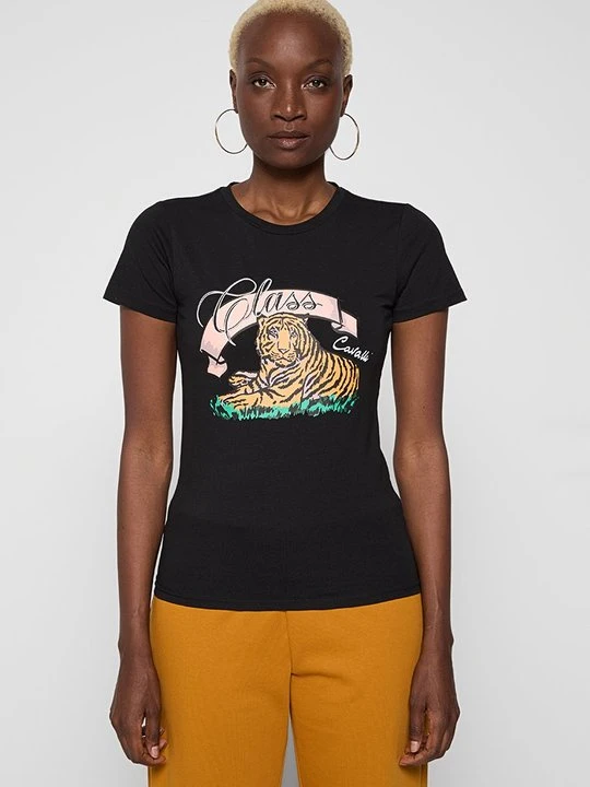 Zdjęcie produktu T-shirt z nadrukiem Cavalli Class czarny