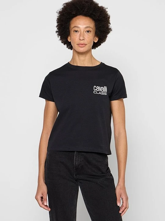 Zdjęcie produktu T-shirt z nadrukiem Cavalli Class czarny