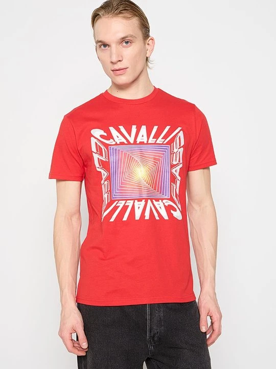 Zdjęcie produktu T-shirt z nadrukiem Cavalli Class czerwony
