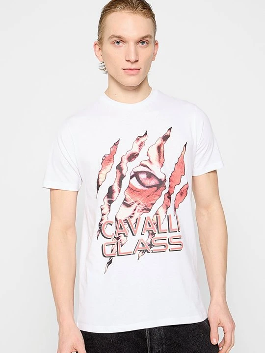 Zdjęcie produktu T-shirt z nadrukiem Cavalli Class biały