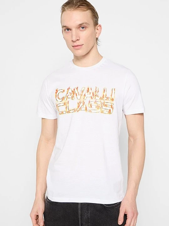 Zdjęcie produktu T-shirt z nadrukiem Cavalli Class biały