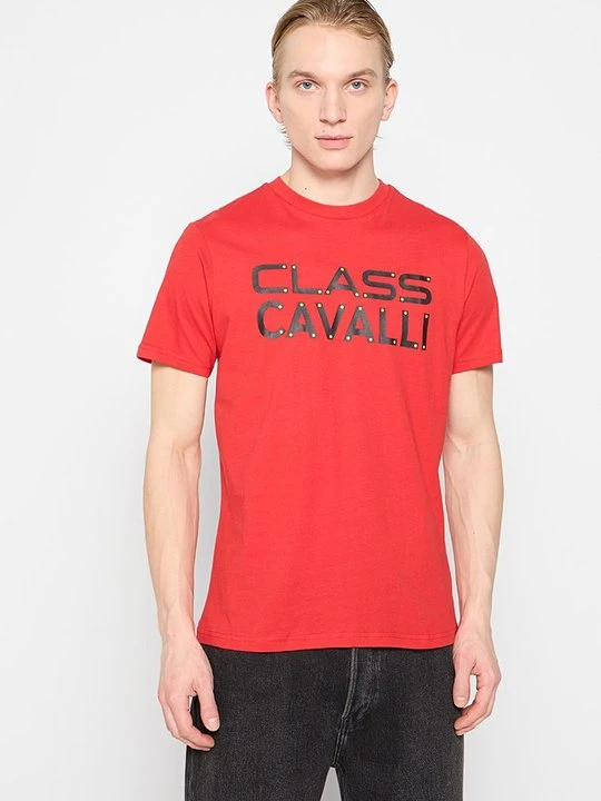 Zdjęcie produktu T-shirt z nadrukiem Cavalli Class czerwony