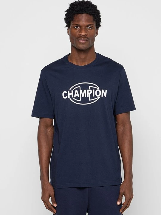 Zdjęcie produktu T-shirt z nadrukiem Champion granatowy