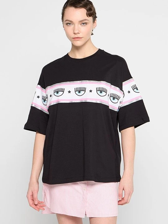 Zdjęcie produktu T-shirt z nadrukiem Chiara Ferragni czarny