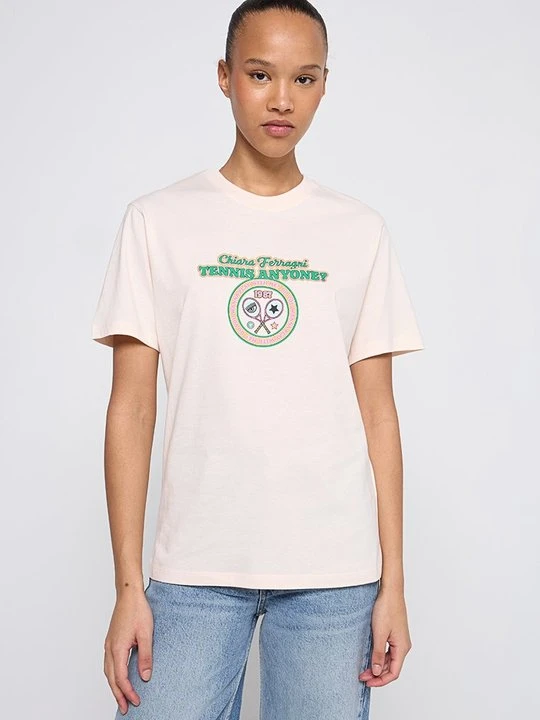 Zdjęcie produktu T-shirt z nadrukiem Chiara Ferragni łososiowy