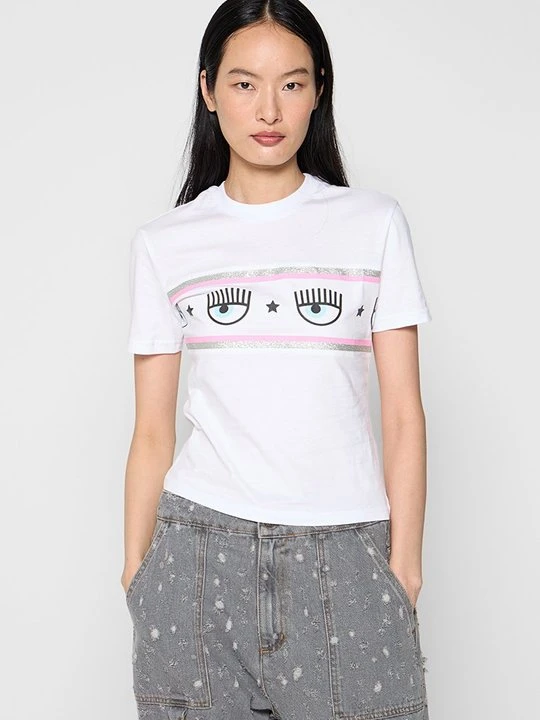 Zdjęcie produktu T-shirt z nadrukiem Chiara Ferragni biały