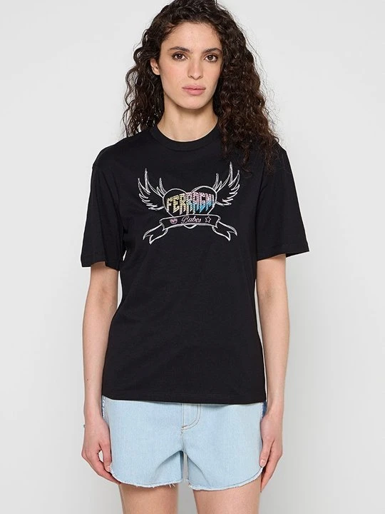 Zdjęcie produktu T-shirt z nadrukiem Chiara Ferragni czarny