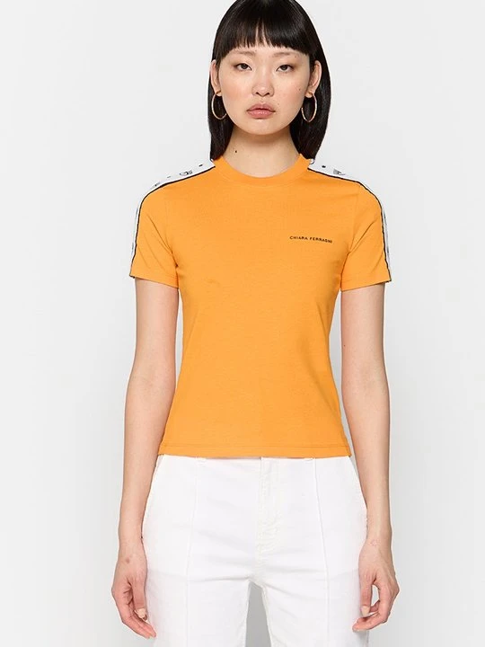Zdjęcie produktu T-shirt z nadrukiem Chiara Ferragni pomarańczowy