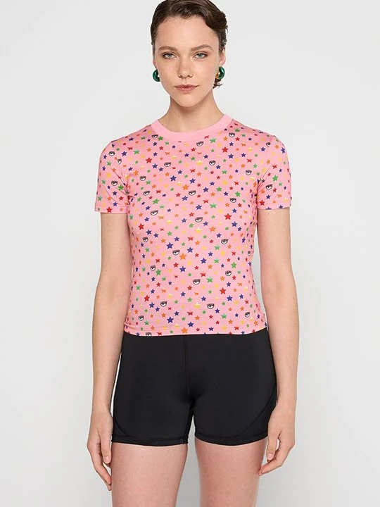 Zdjęcie produktu T-shirt z nadrukiem Chiara Ferragni różowy