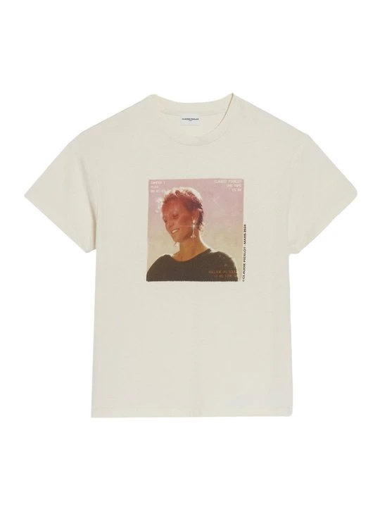 Zdjęcie produktu T-shirt z nadrukiem CLAUDIE PIERLOT mleczny