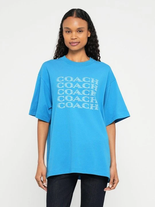 Zdjęcie produktu T-shirt z nadrukiem Coach niebieski